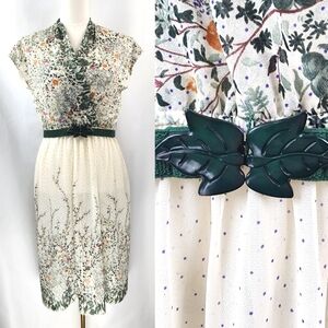 Vintage Strait Lane Women's Whimsical Floral Wildflower Belted Dress Size 10